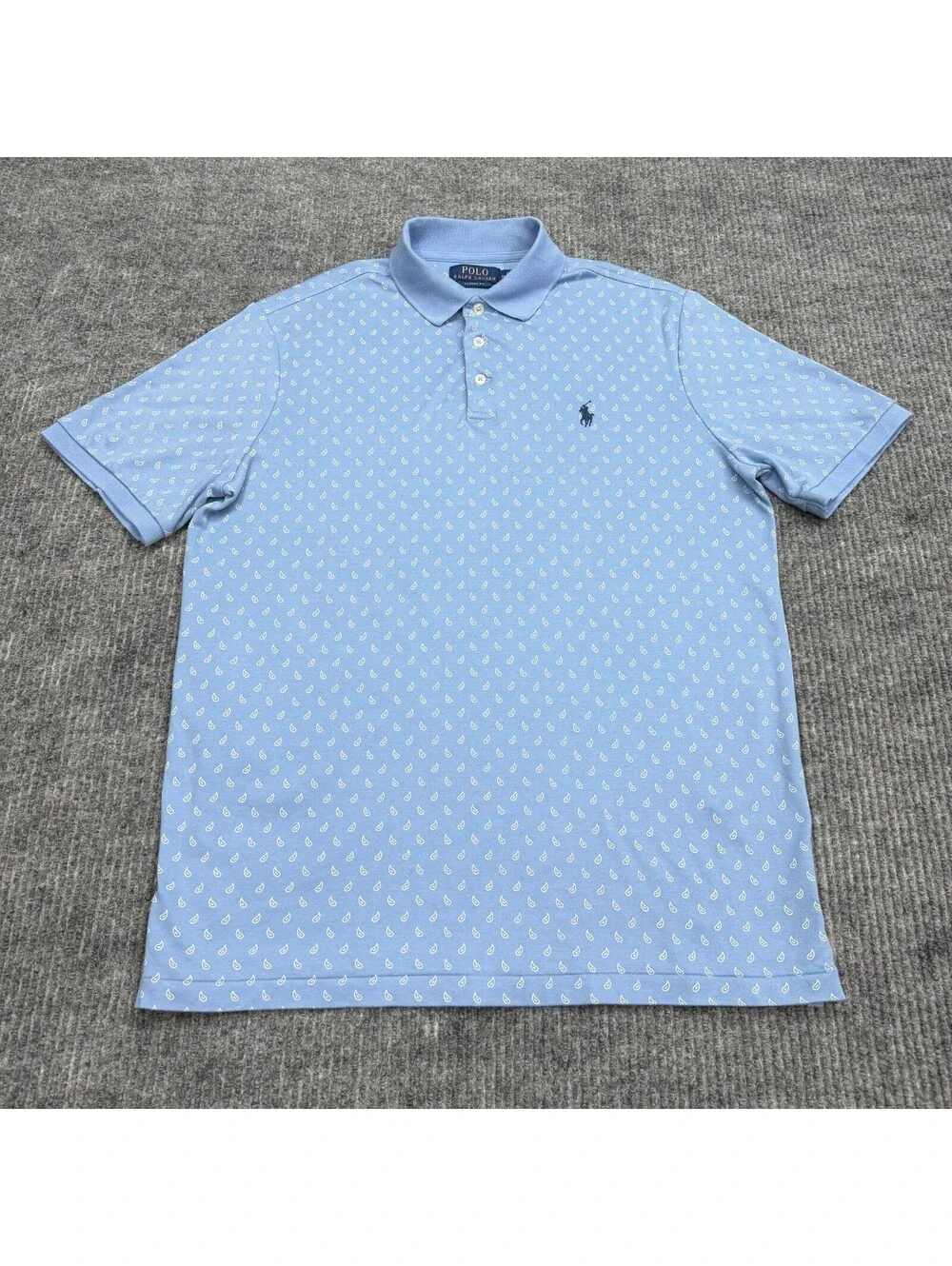 Polo Ralph Lauren Shirt Mens M Classic Fit Blue Paisley Geometric AOP Preppy